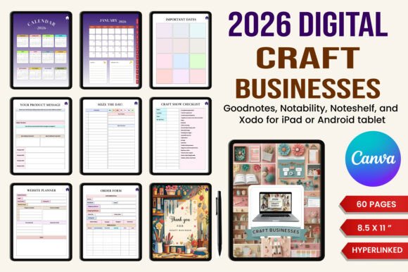 2026 Digital Planner for Craft Businesse. Planner Types