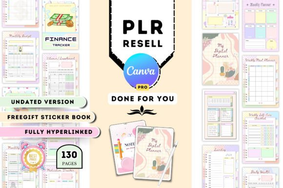 PLR Resell Canva Undate Digital Planner. Yearly Planner