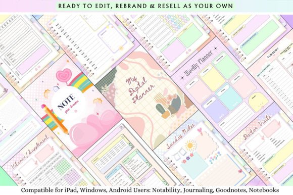 PLR Resell Canva Undate Digital Planner. Yearly Planner