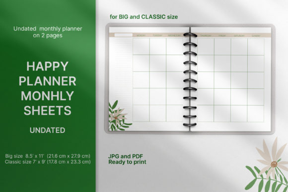 Undated Monthly Planner Happy Planner