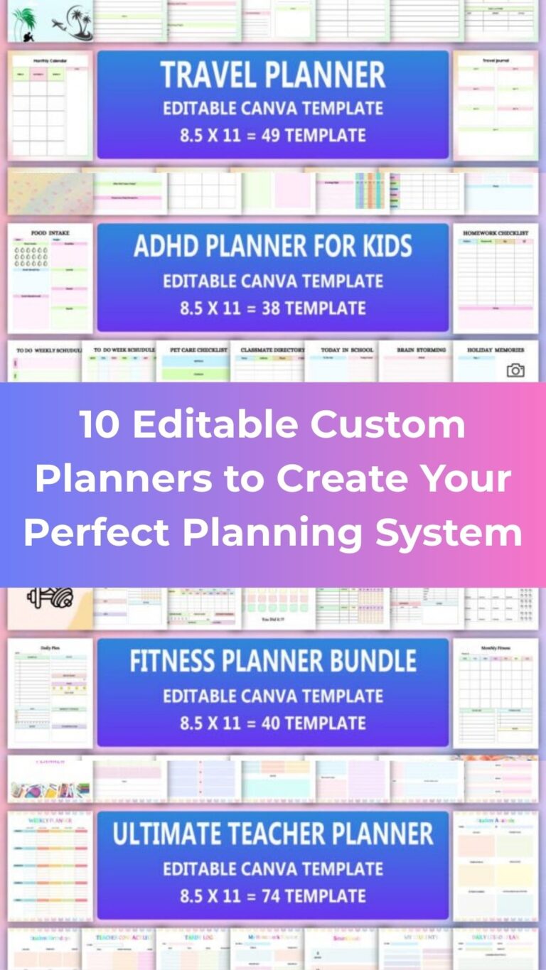 10 Editable Custom Planners