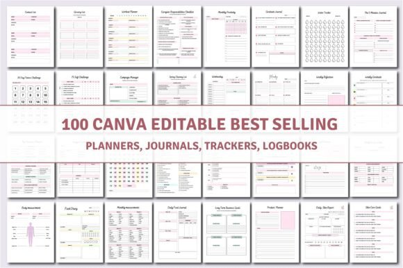100 Editable Canva Planners Templates