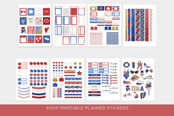 4th of July Functional Planner Stickers