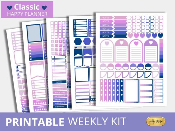 Blue Classic Happy Planner Stickers