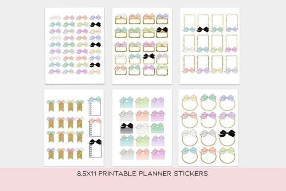 Bow Printable Planner Stickers Cut Files