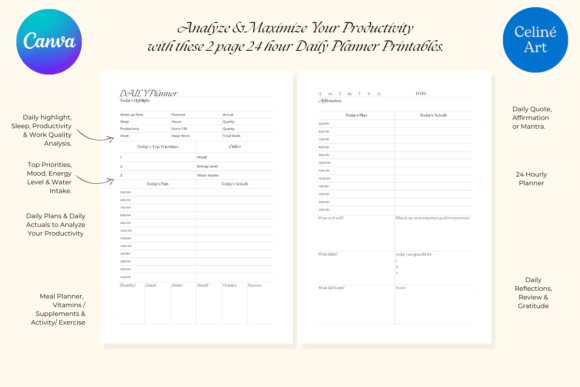 Editable Canva Daily Planner Template