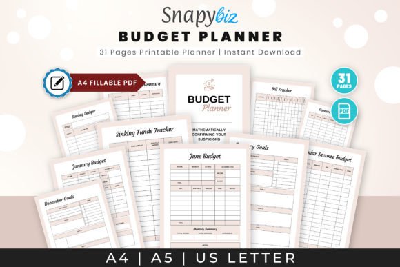 Fillable Budget Printable Sectioned Planner PDF