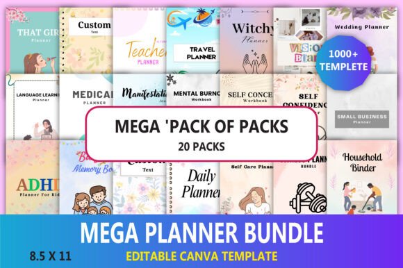 Mega Custom Planner Bundle Canva