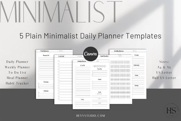 Minimalist Daily CANVA Planner Templates