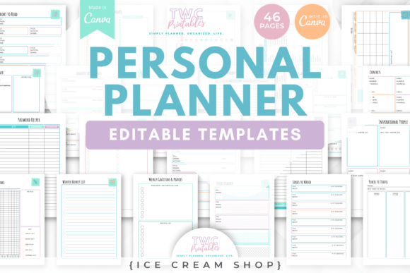 Personal Custom Planner Canva Templates | ICE C