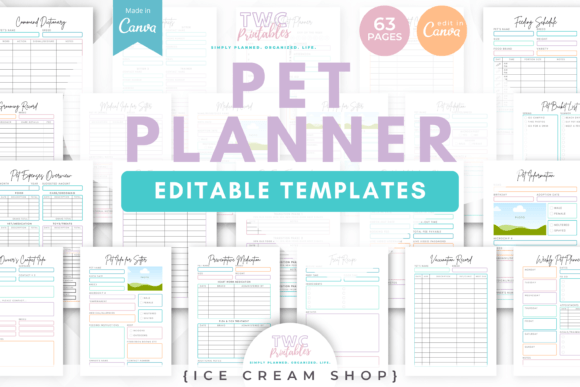 Pet Planner Canva Templates | ICE CREAM