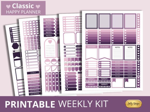 Purple Functional Happy Planner Stickers