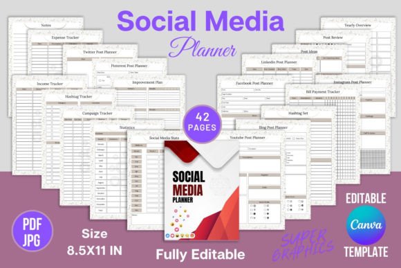 Social Media Planner Canva Templates KDP