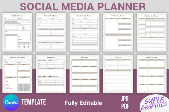 Social Media Planner Canva Templates KDP