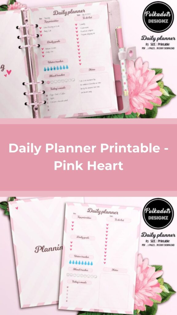 Daily Planner Printable - Pink Heart
