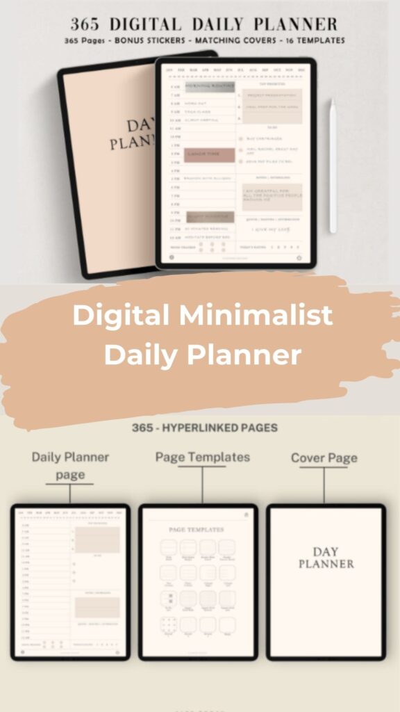 Digital Minimalist Daily Sectioned Planner