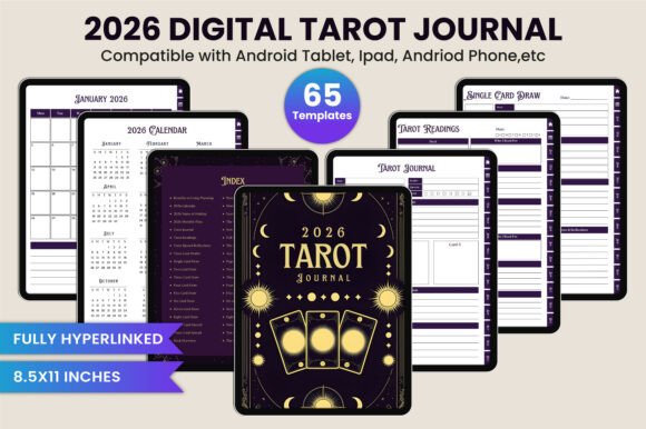 2026 Digital Tarot Journal Canva Kdp