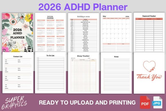 Editable 2026 ADHD Planner for Canva