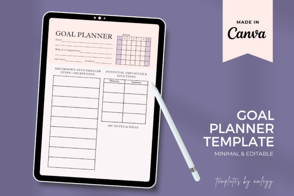 Goal Planner Template Canva | Minimalist