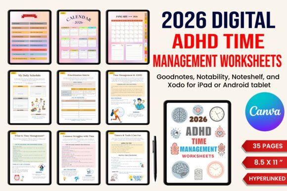 2026 Digital ADHD Time Management Worksheets