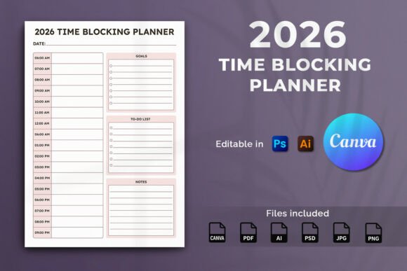2026 Time Blocking Planner Template