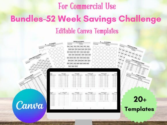 52 Week Savings Challenge Canva Template