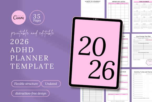 ADHD Digital Planner Canva Template