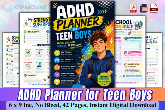 ADHD Planner for Teen Boys | KDP Interior