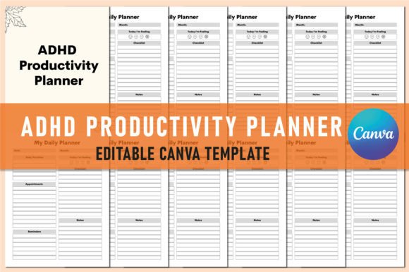 ADHD Productivity Planner for Canva