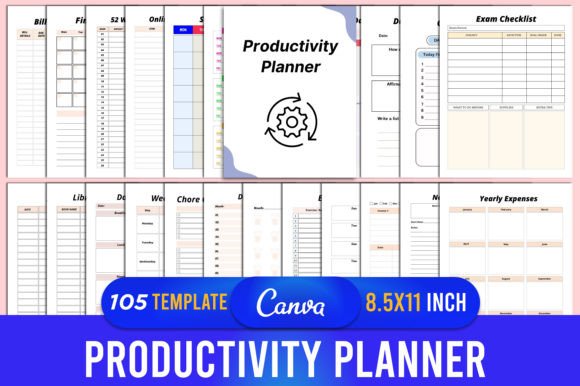 Editable Productivity Planner Canva