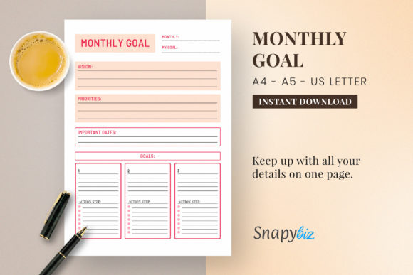 Monthly Goals Planner | Printable