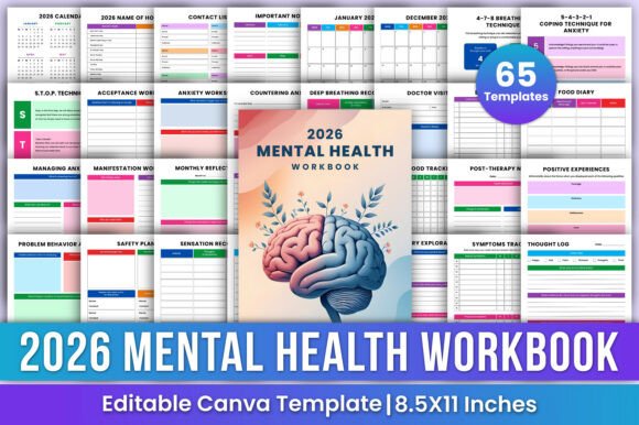 2026 ADHD Mental Health Workbook Canva