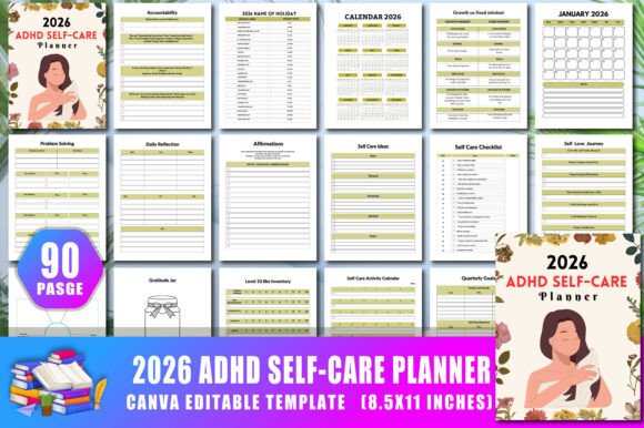 2026 Adhd Self Care Planner