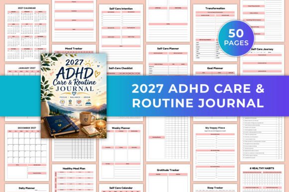 2027 ADHD Care & Routine Journal KDP