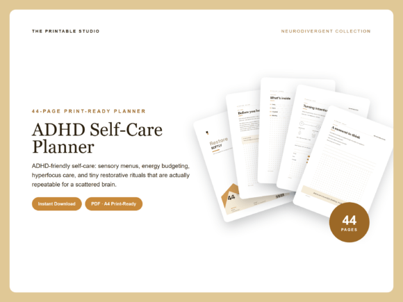 ADHD Self-Care Planner Printable PDF | 4