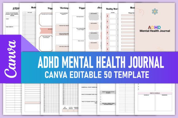 Editable ADHD Mental Health Journal KDP