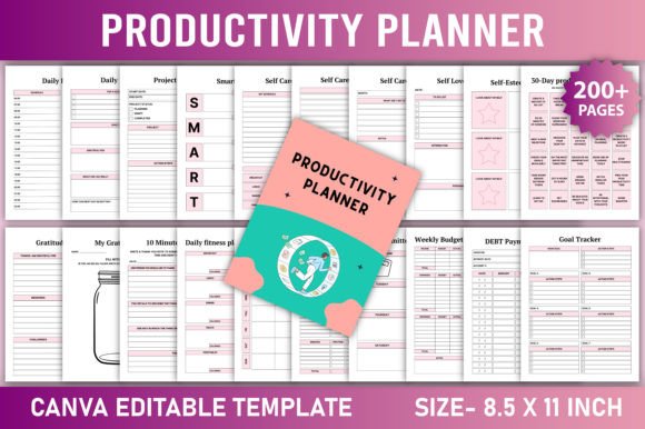 Editable Productivity Planner Canva