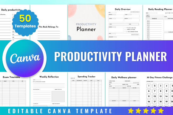 Editable Productivity Planner Kdp Canva