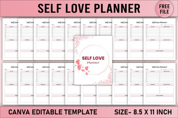 Editable Self Love Planner Canva