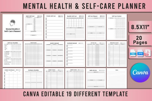 Mental Health & Self-Care Planner Canva