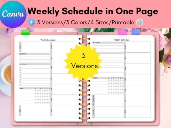 Productivity Weekly Planner, KDP CANVA