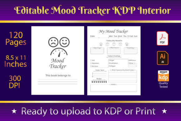 Editable Mood Tracker KDP Interior