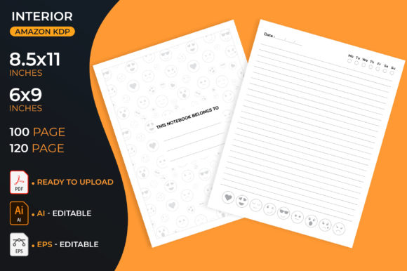 Lined Journal with Emoji Mood Tracker