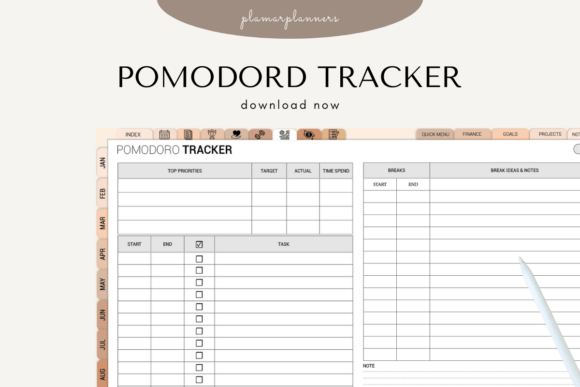 Pomodoro Tracker – Printable & Digital