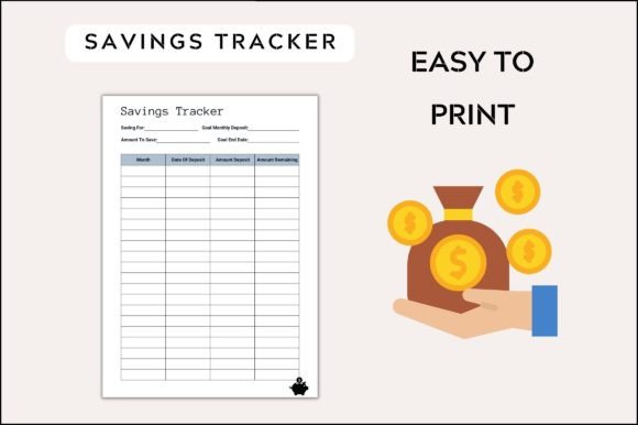 Savings Tracker Sheet Planner Printable