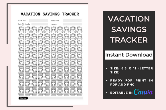 Vacation Savings Tracker Printable