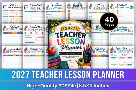 2027 Teacher Lesson Planner | Classroom