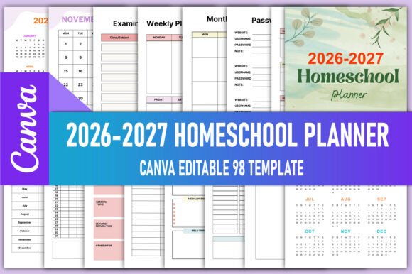 Editable 2026-2027 Homeschool Planner
