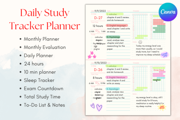 Editable Study Planner