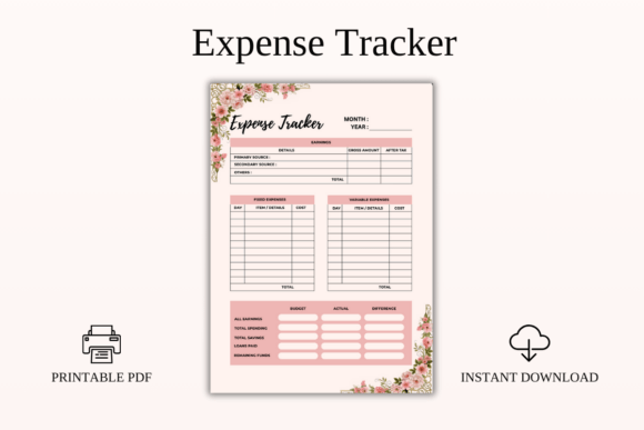 Household Expense Tracker Printable PDF